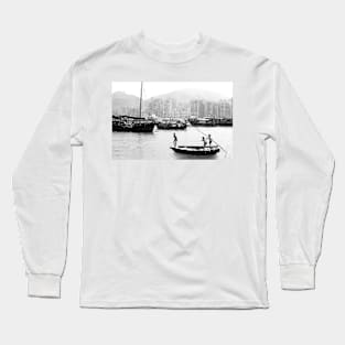 Children fishing in Hong Kong Harbour Long Sleeve T-Shirt